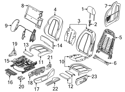 2018 BMW X2 Power Seats Leather Cover Sport Backrest Left Diagram for 52107398597