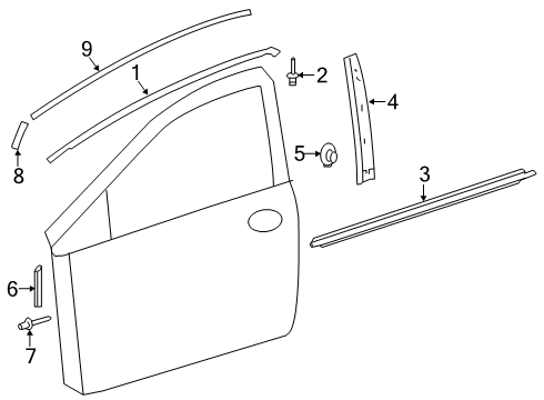 2019 Toyota Corolla Exterior Trim - Front Door Frame Molding Diagram for 75753-02010