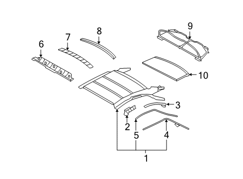 2009 Infiniti G37 Interior Trim - Retractable Top GARN Assembly-Rear Roof Diagram for 971B1-JJ50A