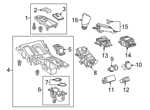 2016 Lexus NX200t Parking Brake Console Cup Holder Box Sub-Assembly Diagram for 58803-78010