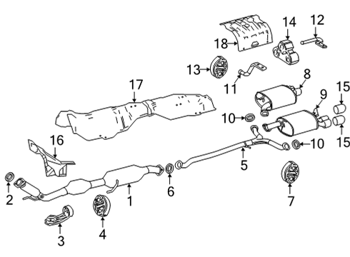 2022 Toyota Camry Exhaust Components Muffler Diagram for 17430-F0351