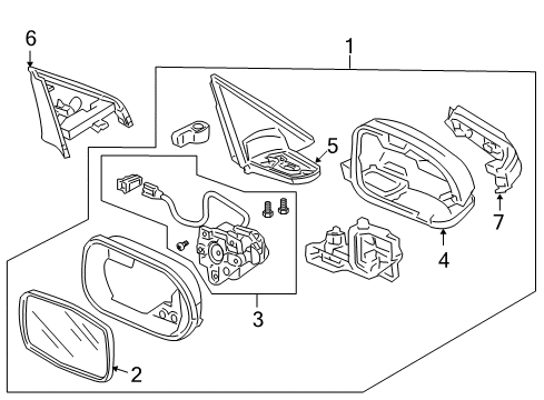 2007 Honda Accord Outside Mirrors Garnish, R. Door Mirror (R.C.) Diagram for 76220-SDA-A11