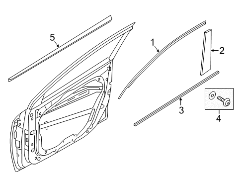 2022 Hyundai Ioniq Exterior Trim - Front Door Moulding Assembly-Waist Line Front Door, LH Diagram for 87711-G2000