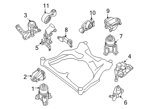 2007 Nissan Altima Engine & Trans Mounting Engine Mounting Bracket, Left Diagram for 11253-JA110
