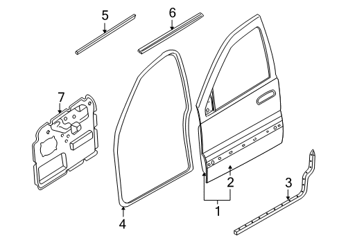 2004 Jeep Grand Cherokee Front Door Seal-Front Door Diagram for 55135918AJ