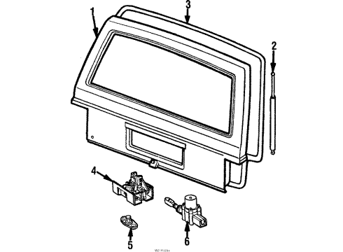 1989 Jeep Wagoneer Gate & Hardware Cylinder, Liftgate Diagram for 83505068
