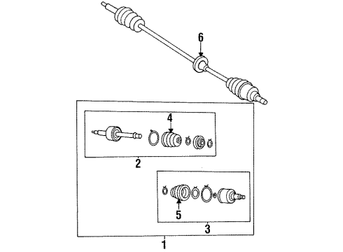 1994 Kia Sephia Axle Shaft & Joints - Front Boot Set-Out Joint Diagram for 0K25422530