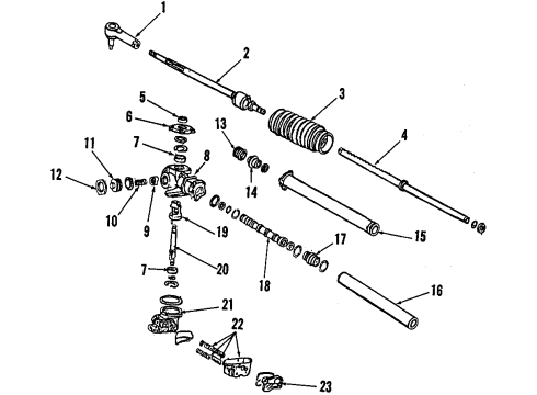 1986 Honda Accord P/S Pump & Hoses, Steering Gear & Linkage Dust Seal, Tie Rod Diagram for 53534-SE0-A52