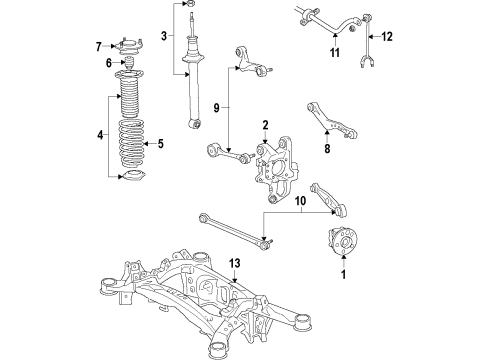 2012 Lexus LS460 Rear Suspension Components, Lower Control Arm, Upper Control Arm, Ride Control, Stabilizer Bar Spring, Coil, Rear Diagram for 48231-50320