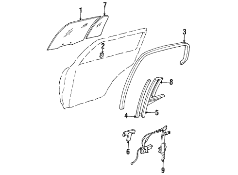 1996 Kia Sportage Rear Door Chan-Glass Run, RH Diagram for 0K01972605B