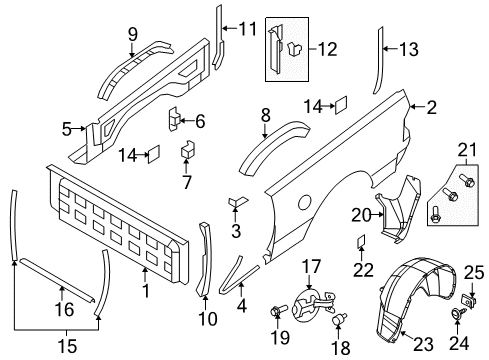 2020 Ram 1500 Classic Front & Side Panels Panel-D Pillar Diagram for 68193228AA