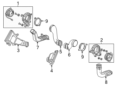 2014 Honda Accord Vent Fan Duct Assy., R. Battery Fan Outlet Diagram for 1J670-5K0-003