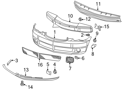 2007 Chrysler PT Cruiser Front Bumper Screw-HEXAGON Head Diagram for 6101793