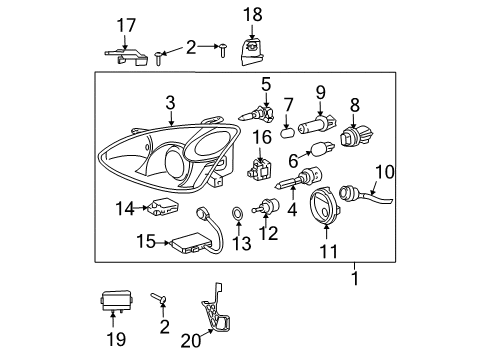 2007 Lexus RX350 Headlamps Bolt Diagram for 90109-A0032