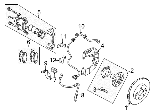 2003 Dodge Stratus Brake Components CALIPER K-Front Brake Diagram for MR449855