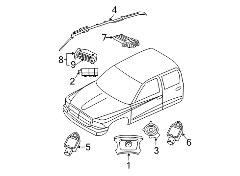 2006 Dodge Dakota Air Bag Components Sensor-Strain Gauge Diagram for 5143793AA