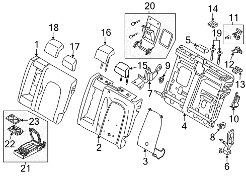 2014 Lincoln MKZ Rear Seat Components Armrest Assembly Diagram for DP5Z-5467112-CC