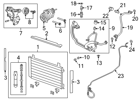 2011 Chevrolet Caprice A/C Condenser, Compressor & Lines Condenser Diagram for 92191927