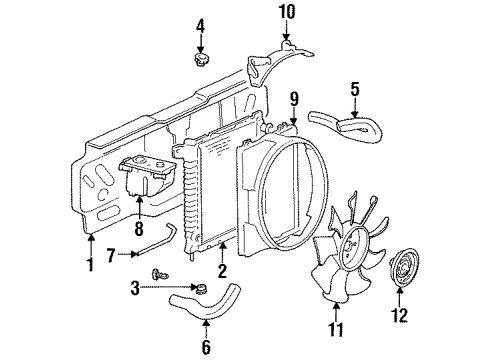 1992 Ford Explorer Radiator & Components, Radiator Support, Cooling Fan Lower Hose Diagram for F2TZ-8286-B
