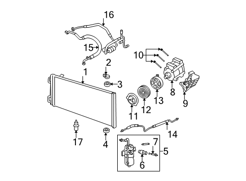 2007 Ford F-150 Air Conditioner Compressor Mount Bracket Diagram for XL3Z-19D624-AA