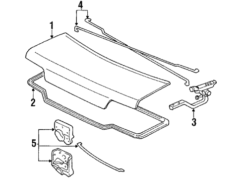 1991 Acura Integra Trunk Lid Cylinder, Trunk Diagram for 74861-SK8-A01