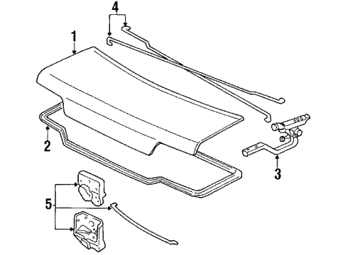 1991 Acura Integra Trunk Lid Lock Assembly, Trunk Diagram for 74850-SK8-003