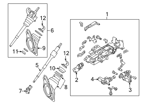 2012 Infiniti M56 Steering Column, Steering Wheel & Trim COLMN-STRG Tilt Diagram for 48810-1MA6D