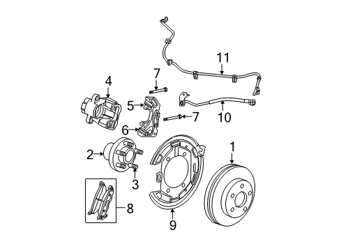 2008 Chrysler Pacifica Rear Brakes Adapter-Disc Brake CALIPER Diagram for 4683877AA