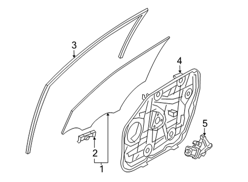 2022 Hyundai Tucson Front Door Glass & Hardware RUN ASSY-FR DR WDO GLASS LH Diagram for 82530-CW000