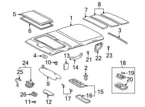 1999 Toyota Land Cruiser Bulbs Lamp Assembly, Dome Diagram for 81240-22120-B1