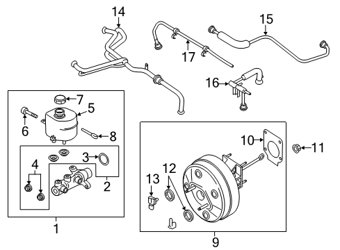 2019 Ford F-250 Super Duty Dash Panel Components Booster Diagram for HC3Z-2005-E