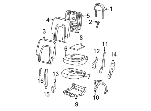 2005 Ford Explorer Rear Seat Components Seat Cushion Pad Diagram for 3L2Z-7863841-BA