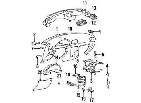 1995 Hyundai Accent Instrument Panel Support-Ashtray Diagram for 84555-22000