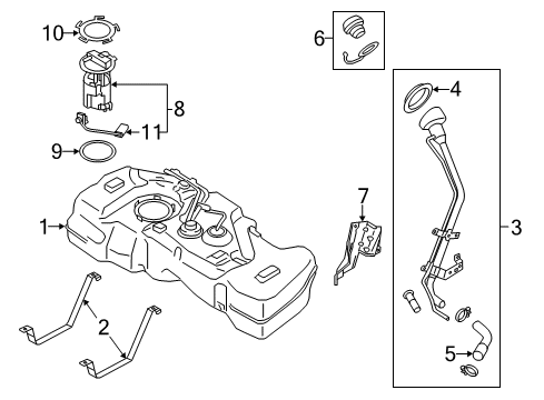 2017 Nissan Sentra Fuel Supply Band Assy-Fuel Tank, Mounting Diagram for 17407-9AN1B