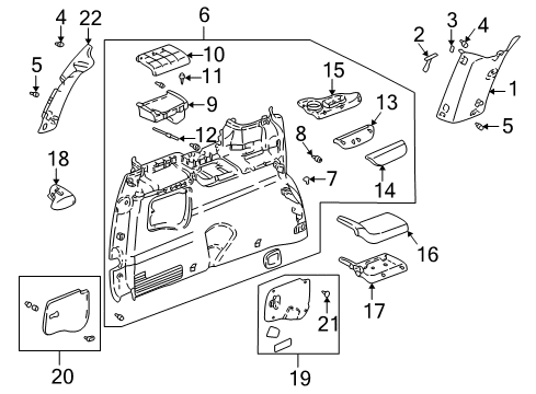 2005 Pontiac Montana Interior Trim - Side Panel Panel Asm-Body Lock Pillar Upper Trim *Gray Y Diagram for 10321937