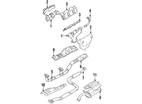 1990 Hyundai Sonata Exhaust Components Front Exhaust Pipe Diagram for 28600-33Q20