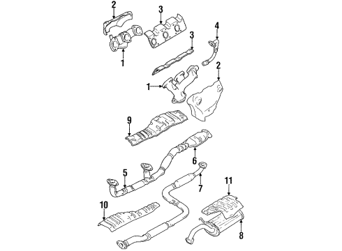1992 Hyundai Sonata Exhaust Components Panel-Heat Protector, Center Diagram for 28798-33011
