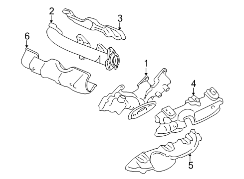 2005 Buick Rendezvous Exhaust Manifold Engine Exhaust Manifold Diagram for 12588985