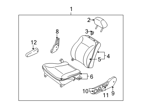 2002 Kia Rio Front Seat Components Cushion-Front Seat, RH Diagram for 0K32B88110C081