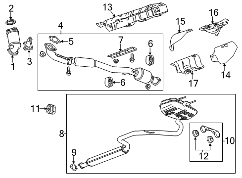 2013 Chevrolet Malibu Exhaust Components Muffler Asm-Exhaust (W/ Exhaust Pipe) Diagram for 23412090