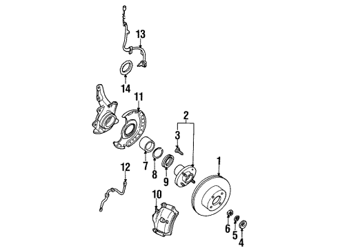 1996 Nissan Altima Front Brakes Sensor Assembly-Anti SKID, Front LH Diagram for 47911-2B000