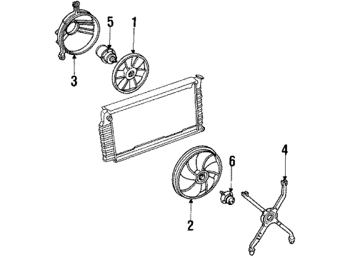 1988 Cadillac Seville Cooling System, Radiator, Water Pump, Cooling Fan Shroud Kit, Electric Cooling Fan Diagram for 22087714