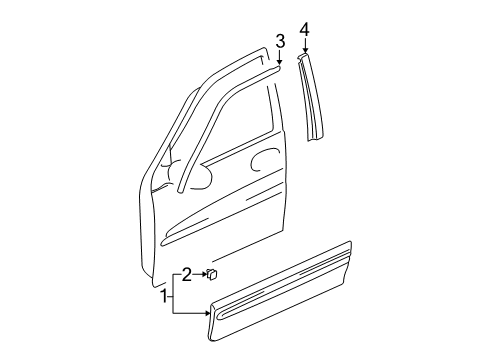 2005 Kia Sedona Exterior Trim - Front Door Tape-Door NO2, LH Diagram for 0K55259982