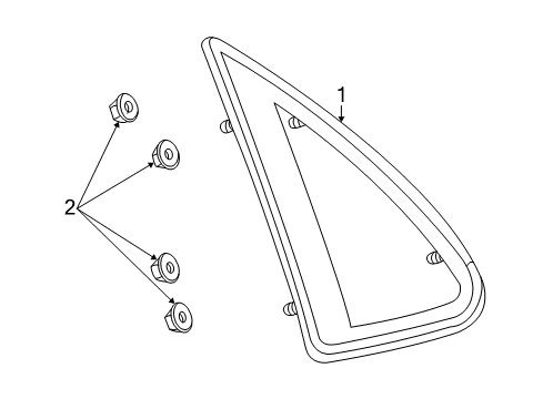 2001 Saturn L100 Quarter Panel - Glass & Hardware Quarter Glass Nut Diagram for 21011332