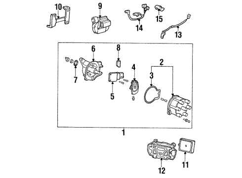 1997 Acura CL Distributor Cap Assembly Diagram for 30102-P2M-A01