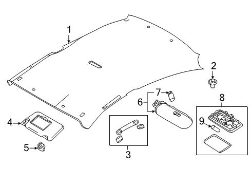 2012 Nissan Versa Interior Trim - Roof LAMP ASSY MAP Diagram for 26430-BC40C