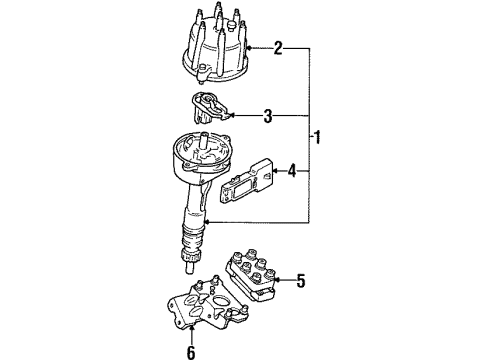 1993 Ford Taurus Distributor Distributor Assembly Diagram for F2DZ12127B