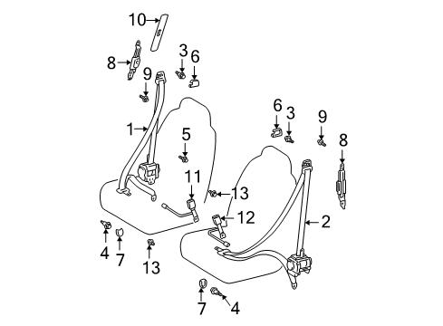 2005 Scion xB Seat Belt Bolt Diagram for 90109-11027