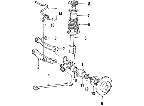 1988 Toyota Corolla Rear Brakes Shock Absorber Assembly Rear Left Diagram for 48540-12020