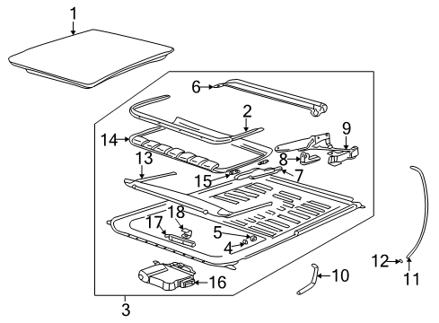 2000 Saturn LS2 Sunroof Motor Asm, Sun Roof Actuator Diagram for 22697598